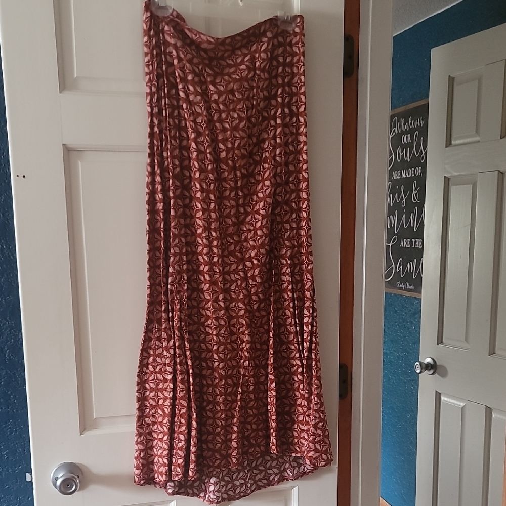 Maurices Orange Maxi A-Line Skirt with Pleats